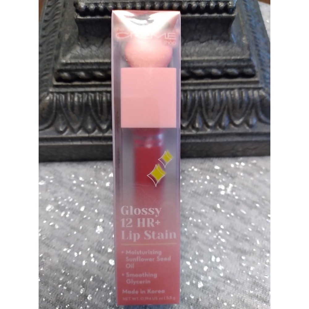 The Creme Shop Glossy 12 HR+ Lip Stain New Flame Moisturizing Sunflower Seed Oil